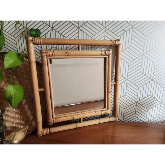 Other - Vintage Bamboo Framed Wall Mirror 17"